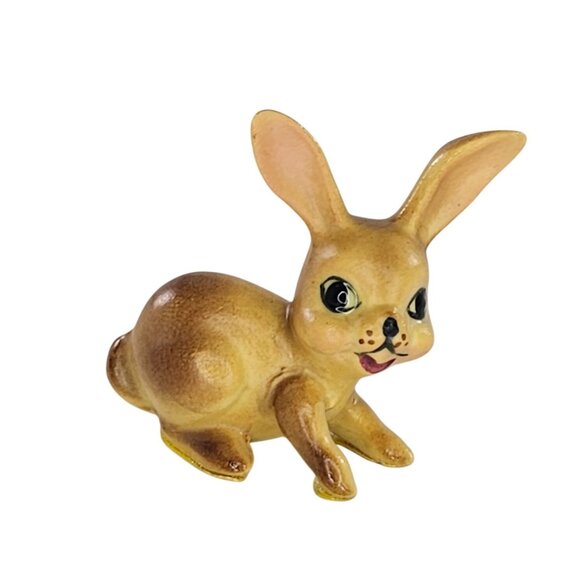 Vintage Josef Originals Bunny Rabbit Miniature Figurine Mouth Open - Picture 1 of 8